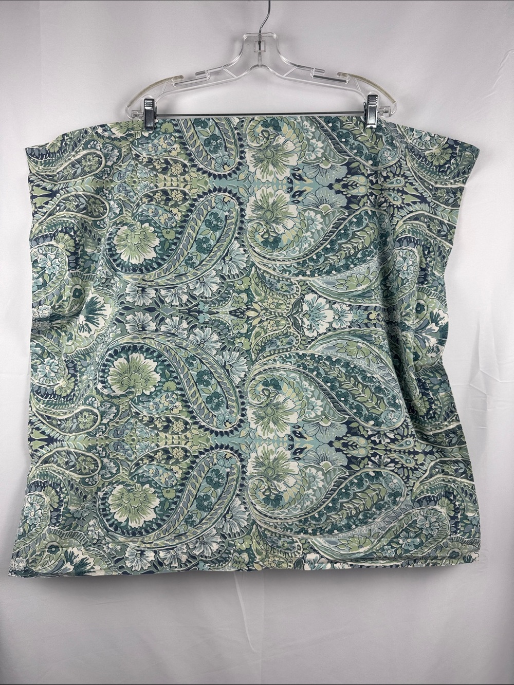 Pottery Barn Caesarea Paisley Euro Sham Sage Green Blue 100% Cotton